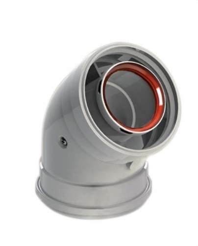 Kolano kominowe średnica 60/100mm 45º żeńsko-żeńskie aluminium białe z odnośnikiem 610-45HHP1 od marki FIG