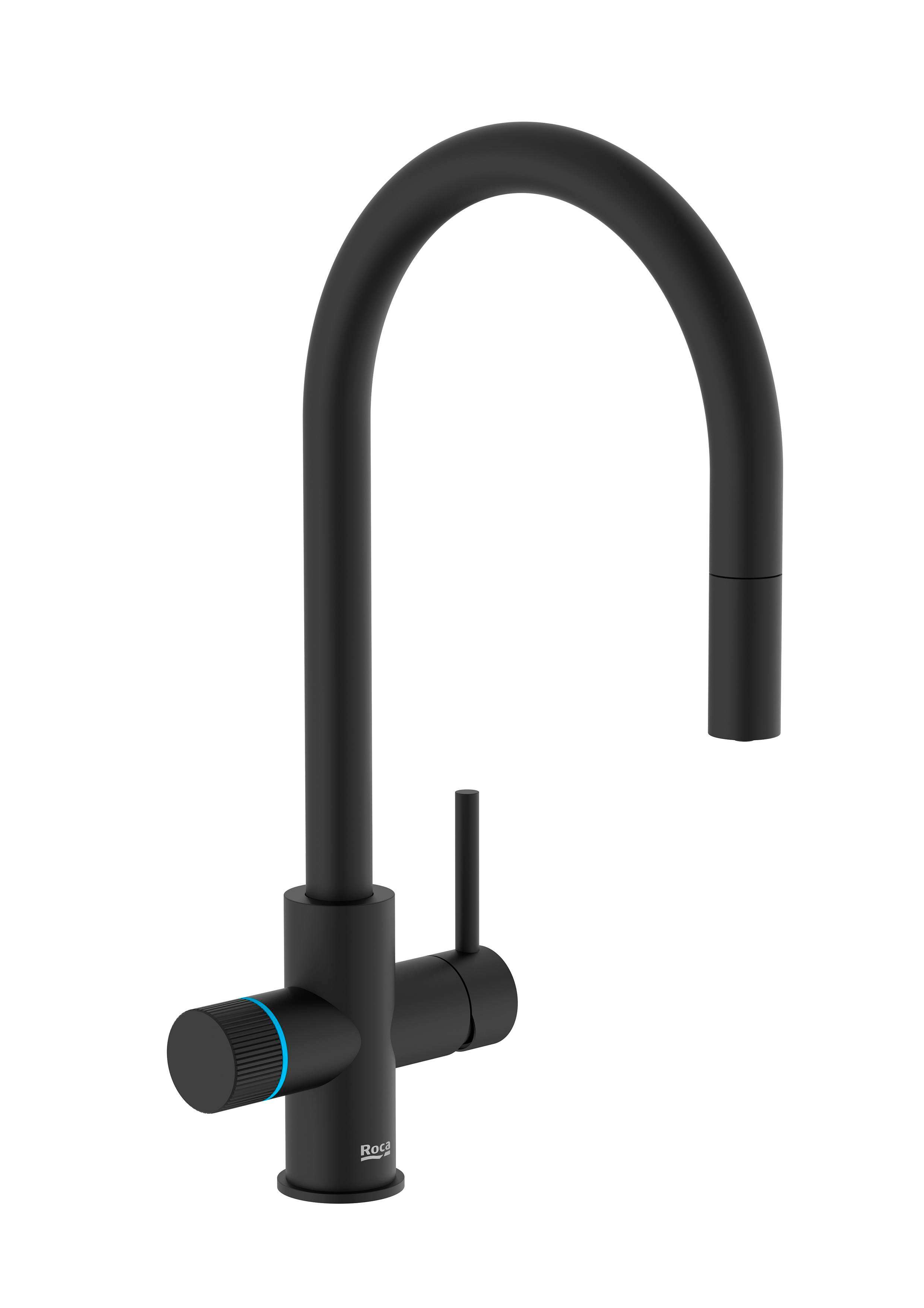 Kitchen faucet with pull-out curved spout and 5-stage filter included - Matte black with reference A5A8D3GNB0 from the brand ROCA
