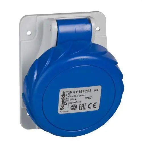 Gniazdo podtynkowe 16A 2P+TT 200-250V IP67 z odnośnikiem PKY16F723 od marki SCHNEIDER ELECTRIC