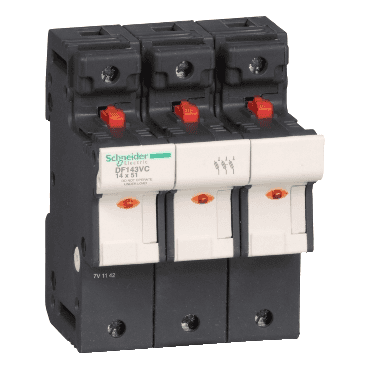 Tesys DF 3P 50A 690VAC 14x51mm Fuse Holder with reference DF143VC from the brand SCHNEIDER ELECTRIC
