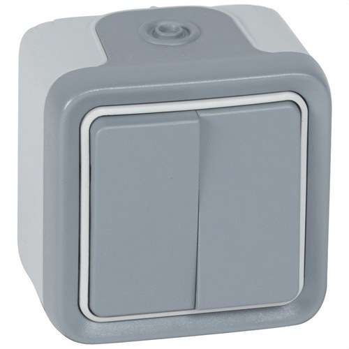 Double Surface-Mounted Waterproof Switch Grey Plexo with reference 069715 from the brand LEGRAND