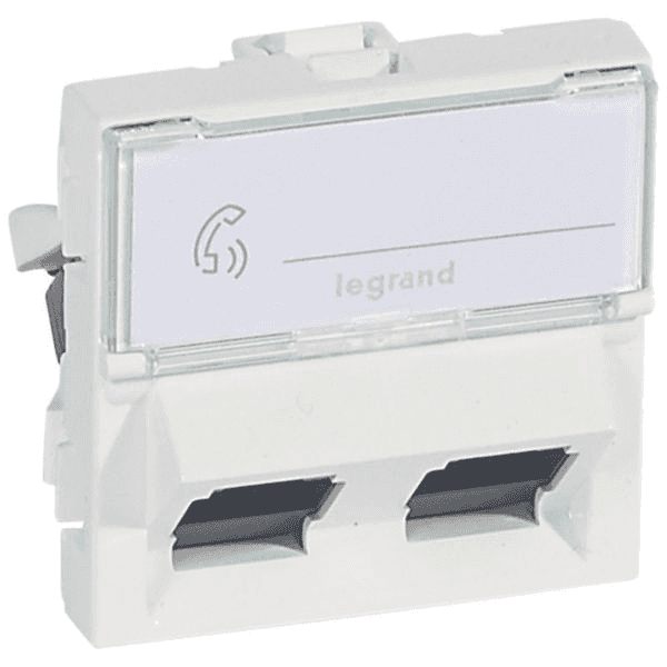 Legrand Mosaic Cat 6 UTP Double RJ45 Socket 45° 2 Modules White with reference 076504 from the brand LEGRAND