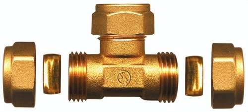 Brass T-connector 18x18x18mm with reference TAP17777 from the brand ATUSA