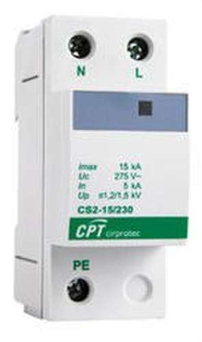 Single-phase transient surge protector 1P+N 15kA with reference 77705211 from the brand CIRPROTEC