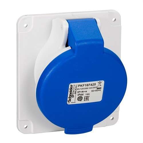 16A 2P+E 200-250V IP44 Angled Flush-Mount Socket Base with reference PKF16F425 from the brand SCHNEIDER ELECTRIC