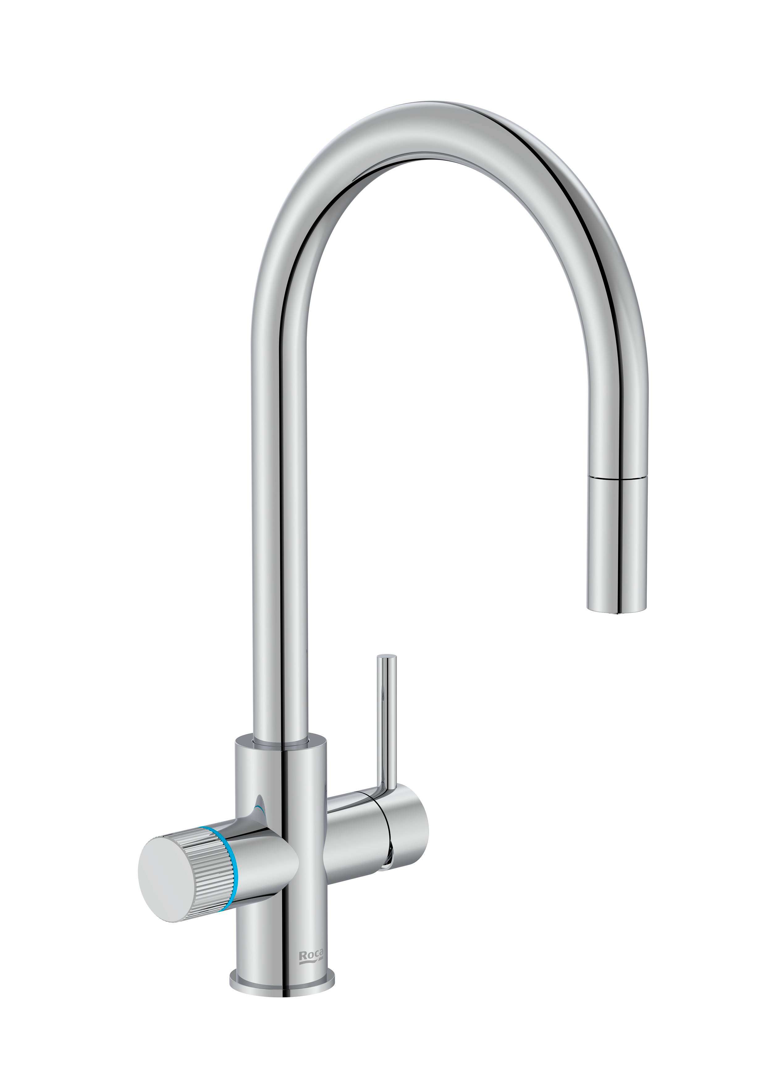 Kitchen faucet with pull-out curved spout and included 5-stage filter - Chrome with reference A5A8D3GC00 from the brand ROCA
