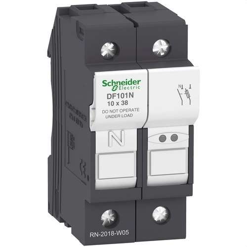 Tesys DF Fuse Holder 1P+N 32A 690VAC Fuse Size 10x38mm with reference DF101N from the brand SCHNEIDER ELECTRIC