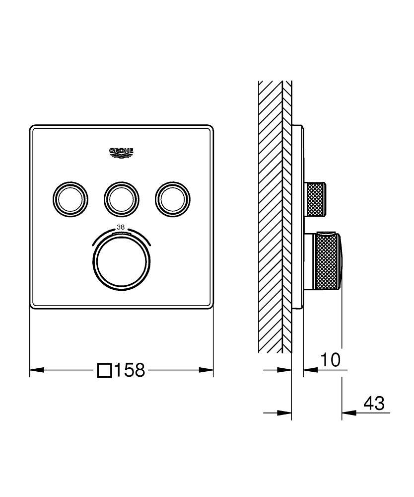 Wbudowany termostat z 3 zaworami Grohtherm SmartControl - Szczotkowane ciepłe zachodzące słońce z odnośnikiem 29126DL0 od marki GROHE