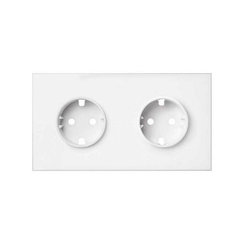 Front kit for 2 elements with 2 matte white Schuko socket bases Simon 100 with reference 10020202-230 from the brand SIMON