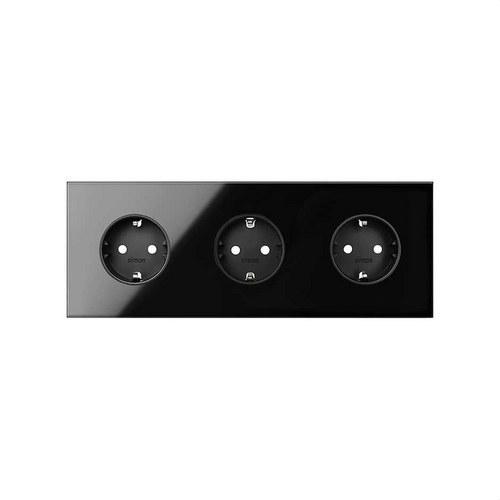 Front kit for 3 elements with 3 matte white schuko socket bases Simon 100 with reference 10020302-138 from the brand SIMON