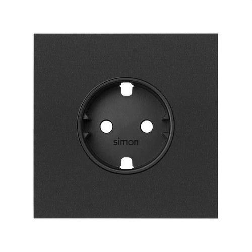 Front kit for 1 element with 1 matte black Schuko socket base Simon 100 with reference 10020105-238 from the brand SIMON