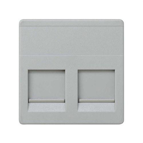 Płaska płyta głosowo-danych z osłoną przeciwkurzową na 2 złącza RJ45 AMP® szara Simon 27 Play z odnośnikiem 27486-37 od marki SIMON