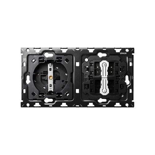 Back kit for 2 elements with 1 schuko socket base and 2 push-button switches Simon 100 with reference 10010204-039 from the brand SIMON