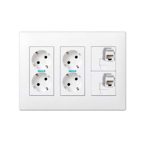 Surface or Flush Wall Box Kit for 3 Double Elements with 2 Double Sockets and 2 RJ45 6 UTP Plates White Simon 500 Cima with reference 51000307-030 from the brand SIMON