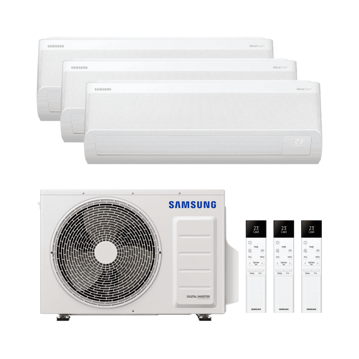 3-in-1 Air Conditioner with WiFi Samsung WindFree Comfort S2 2.5 kW (2) + 3.5 kW with reference KITSAMWINDFREE09+09+12 from the brand SAMSUNG