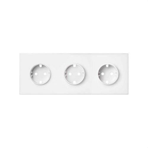 Front kit for 3 elements with 3 glossy black Schuko socket bases Simon 100 with reference 10020302-230 from the brand SIMON
