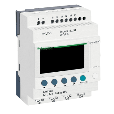 Programowalny przekaźnik kompaktowy Zelio Logic 10 E S 24 V DC bez zegara ekran z odnośnikiem SR2A101BD od marki SCHNEIDER ELECTRIC