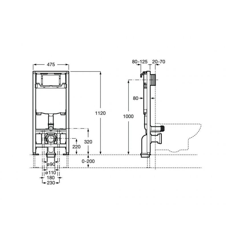 Stelaż z podwójną spłuczką do zawieszanego WC Roca WC One z odnośnikiem A890070020 od marki ROCA