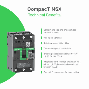 Wyłącznik automatyczny ComPacT NSXm160E 16kA AC 3P 160A Micrologic 4.1 ELINK z odnośnikiem C12E34V160L od marki SCHNEIDER ELECTRIC