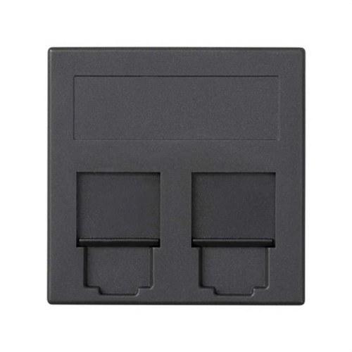 Płaska płyta głosowa i danych z osłoną przeciwpyłową 1 element na 2 RJ45 kompatybilna z innymi producentami grafit Simon 500 Cima z odnośnikiem 50000089-038 od marki SIMON