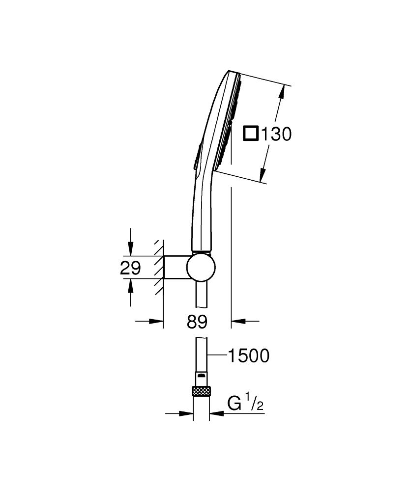 Grohe Rainshower SmartActive 130 Cube Shower Set with Holder with reference 26588000 from the brand GROHE