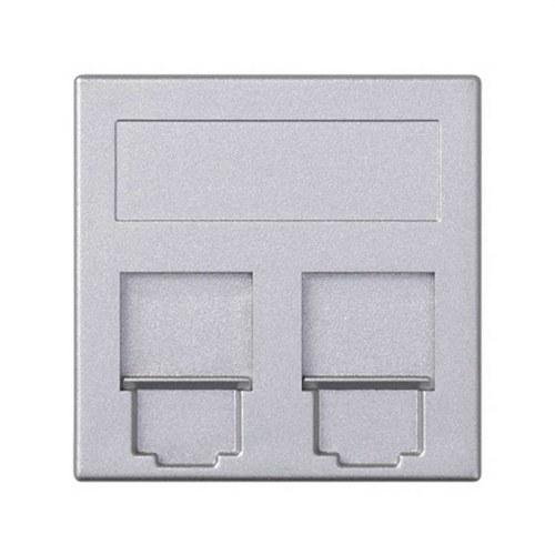 Flat voice and data plate with dust cover 1 element for 2 RJ45 compatibility with other manufacturers aluminium Simon 500 Cima with reference 50000089-033 from the brand SIMON
