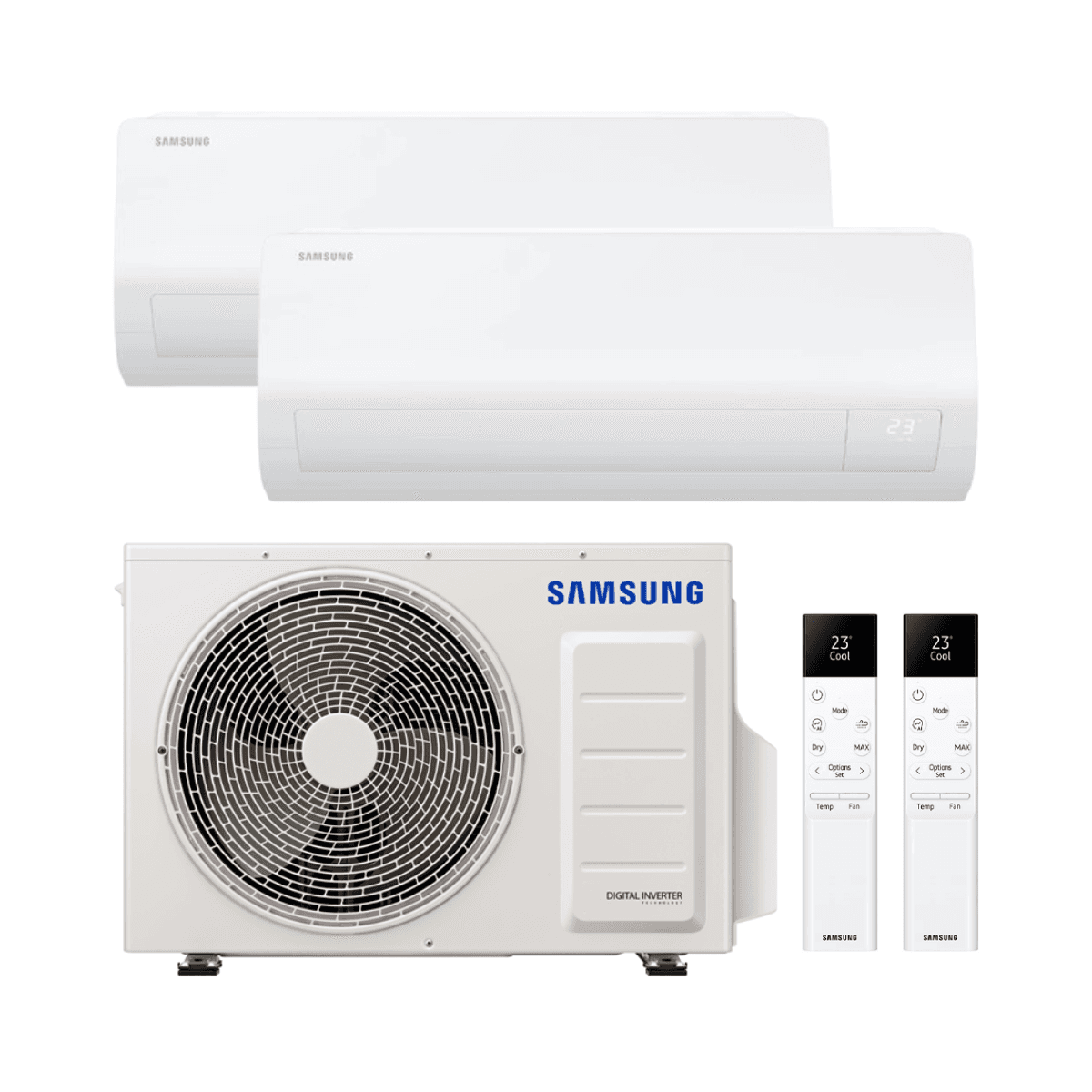 Klimatyzator 2x1 z WiFi Samsung Cebú S2 2,5 kW + 3,5 kW z odnośnikiem KITSAMCEBU09+12 od marki SAMSUNG