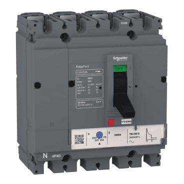 Wyłącznik automatyczny EasyPact CVS250B 25 kA przy 415 VAC, 250 A, jednostka sterująca termomagnetyczna TM-D 4P 3r z odnośnikiem LV525313 od marki SCHNEIDER ELECTRIC
