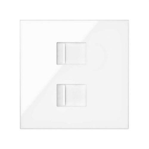 Osłona głosowo-danych z osłoną przeciwpyłową na 2 złącza RJ45 biały błyszczący Simon 100 z odnośnikiem 10000006-130 od marki SIMON