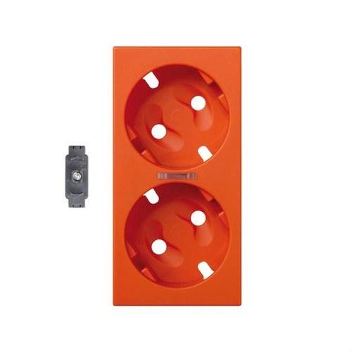 Cover for double schuko socket base mechanism with viewer and orange indicator LED Simon 500 Cima with reference 50011041-072 from the brand SIMON