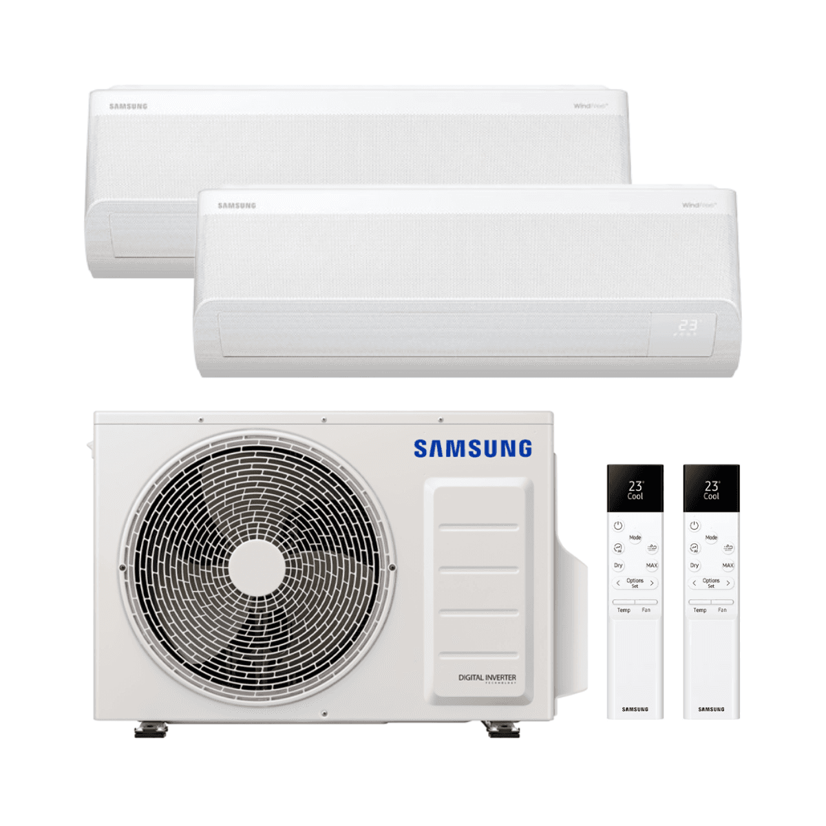 Klimatyzator 2x1 z WiFi Samsung WindFree Comfort S2 2,5 kW 9000 BTU z odnośnikiem KITSAMWFCS209+09 od marki SAMSUNG
