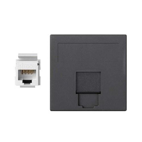 Flat voice and data plate with dust cover, 1 element with 1 RJ45 category 6 UTP graphite Simon 500 Cima with reference 50002085-038 from the brand SIMON
